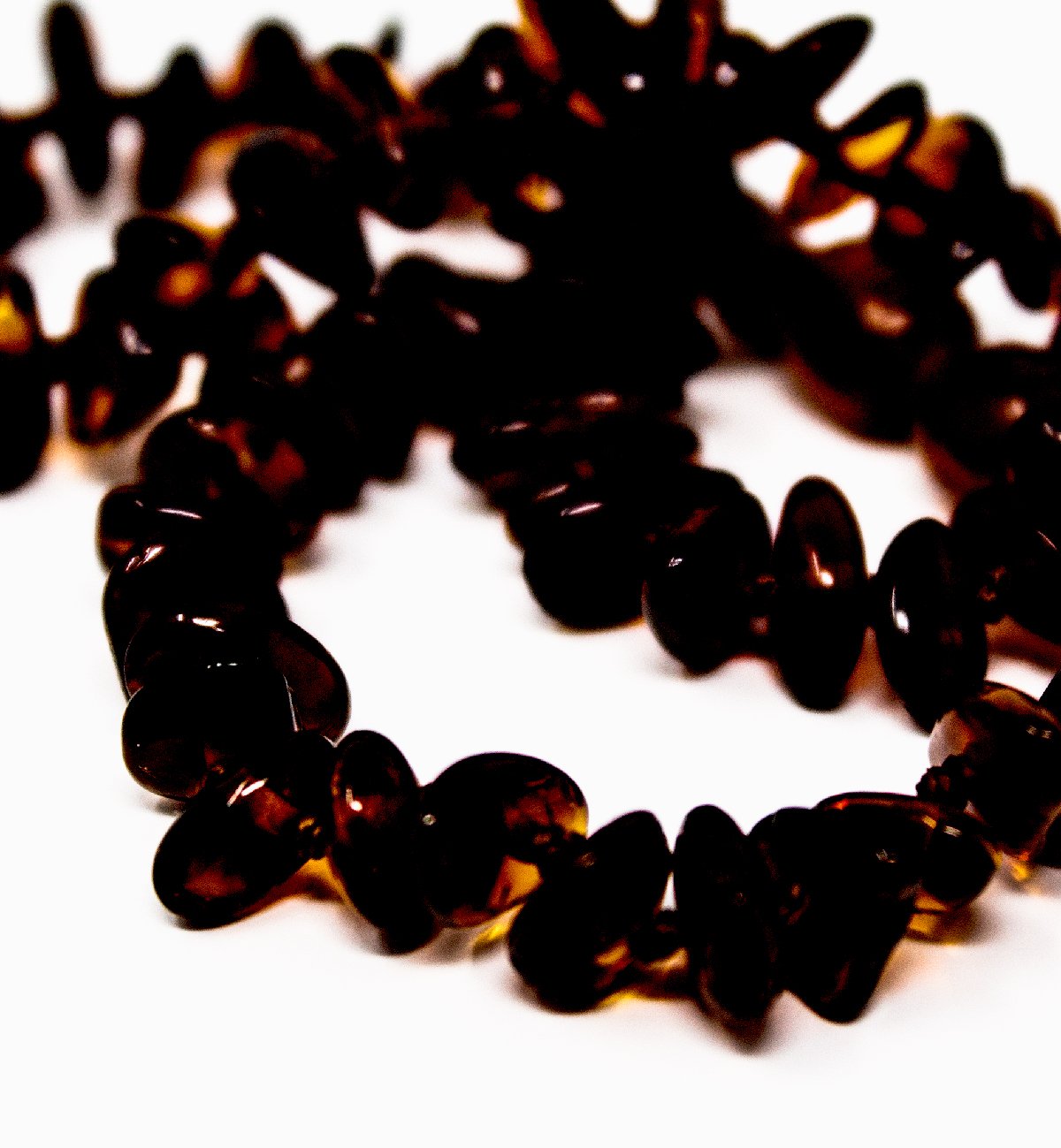 Brown amber necklace for baby with secure clasp