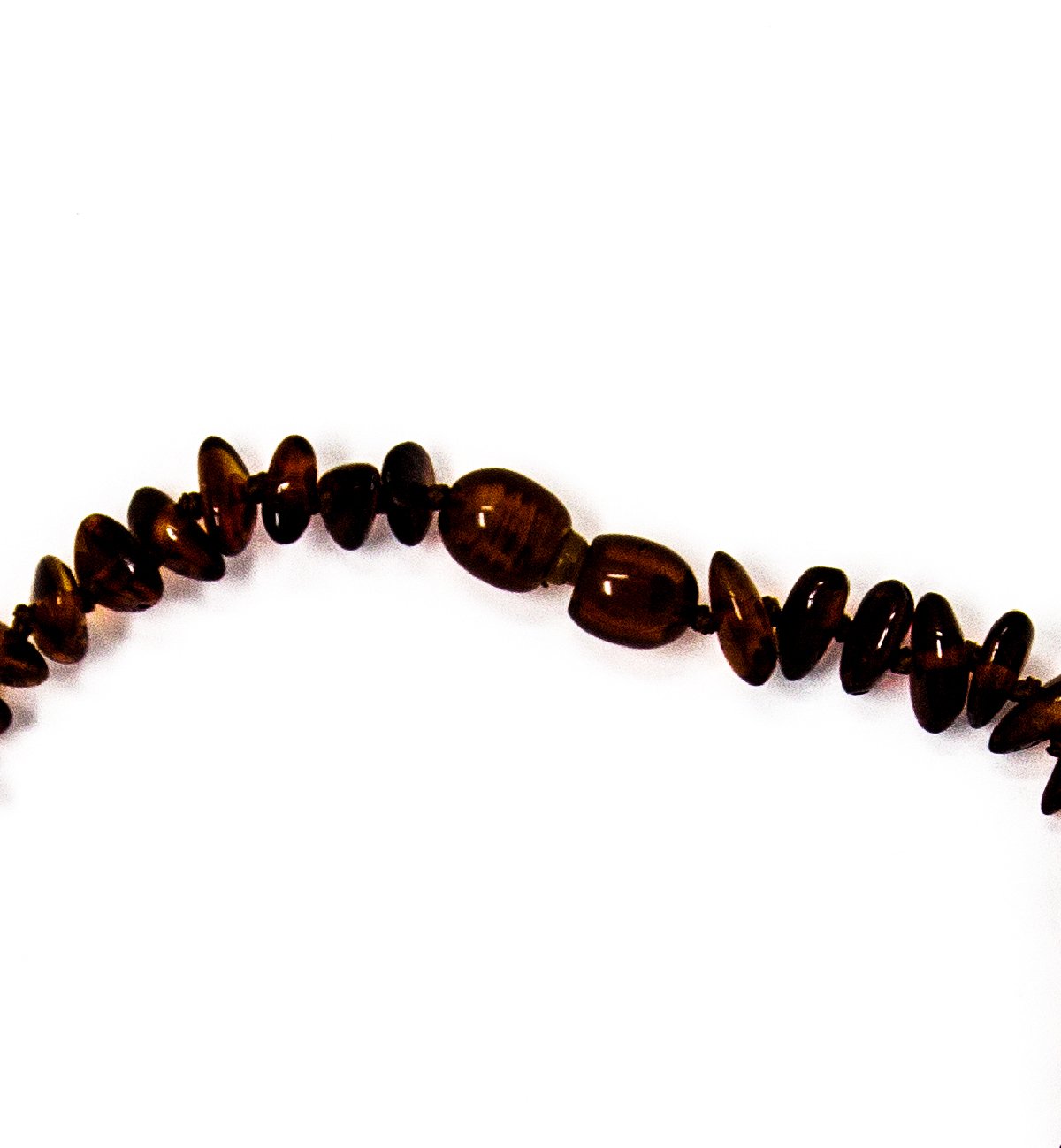 Brown amber necklace for baby with secure clasp