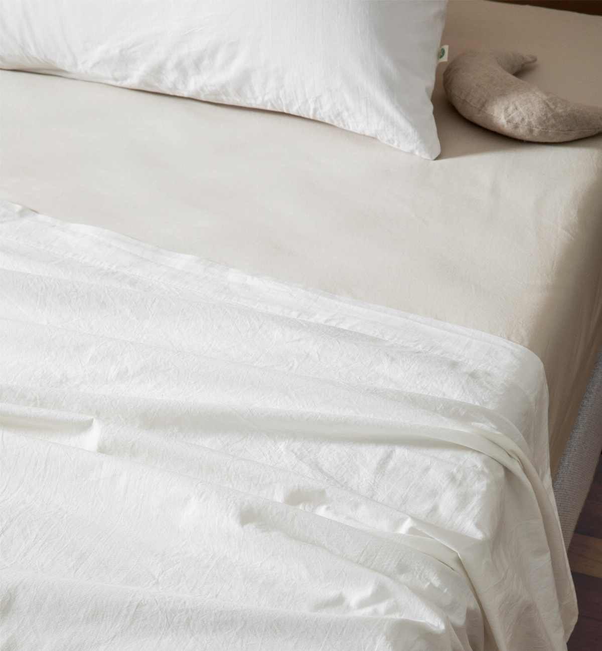 Adult flat sheet in washed Organic Cotton percale