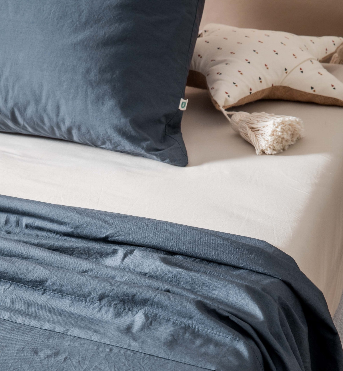 Adult flat sheet in washed Organic Cotton percale
