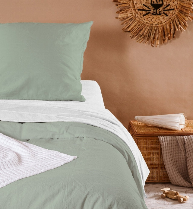 Bettdeckenbezug Kinderbett -1 Person- Satin Bio-Baumwolle - 140X200cm - 4 Farben