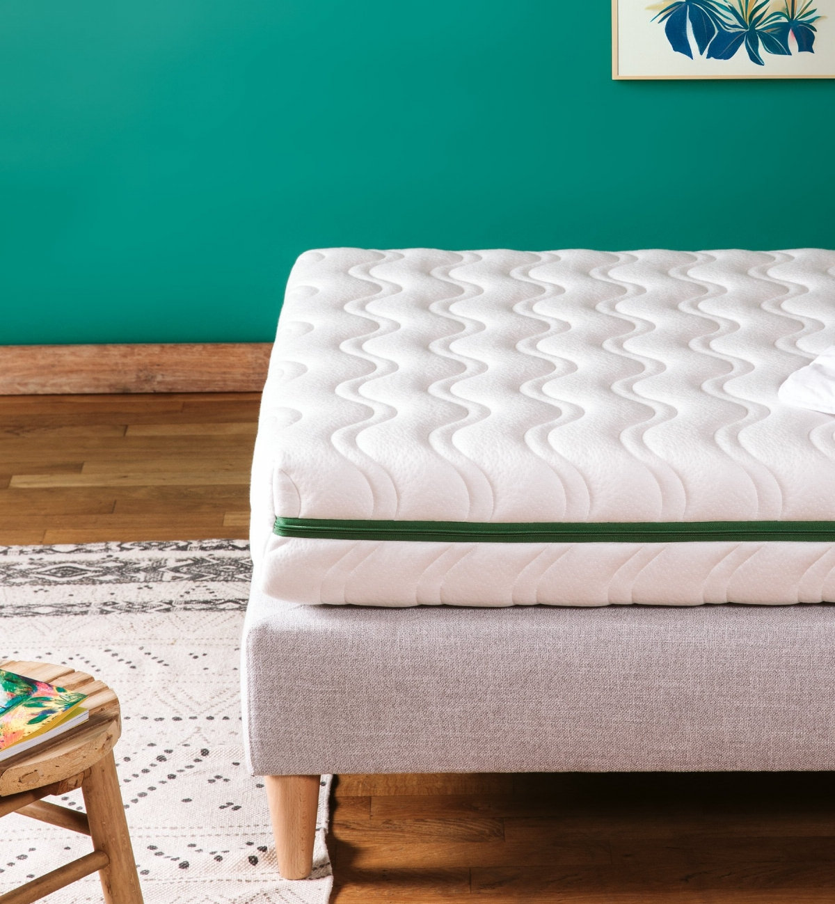 Housse de matelas adulte %dimensions intégrale Aloe R en fibres recyclées pour recouvrir un matelas 2 personnes