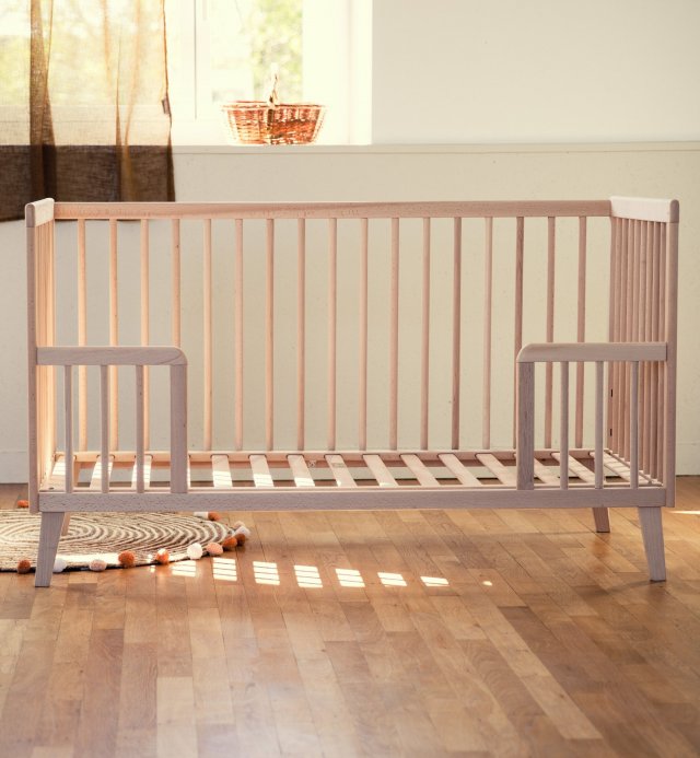Lit à barreaux bébé evolutif 70x140cm en bois massif fabriqué en Espagne - certifié PEFC