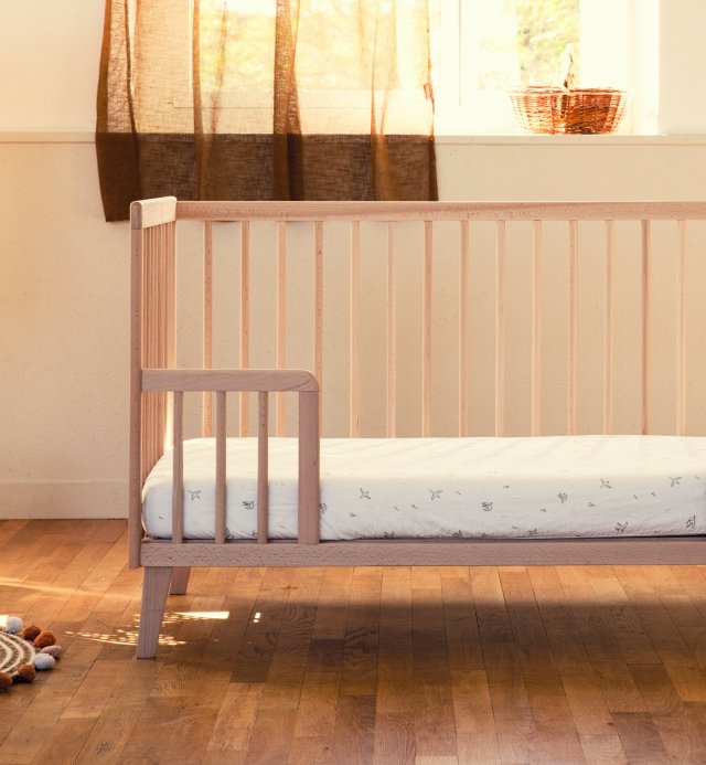 Lit à barreaux bébé evolutif 70x140cm en bois massif fabriqué en Espagne - certifié PEFC