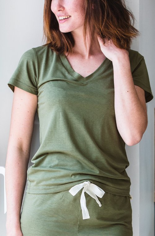 Conjunto de pijama de algodão orgânico e TENCEL™ para mulher
