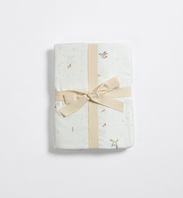 Drap housse landau couffin nacelle motifs oiseaux l'envolée en 100% Coton Bio certifié GOTS 76x30cm 72x33cm