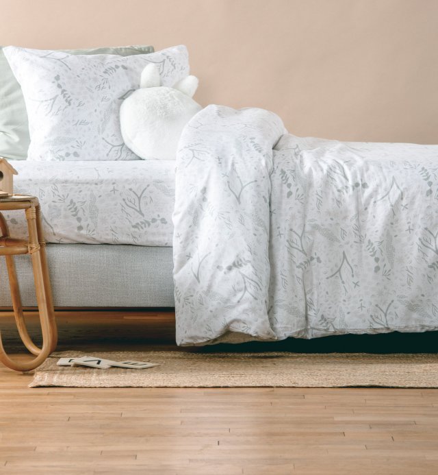 Lenzuolo con angoli in cotone organico fantasia Yukari douceur per letto singolo 90x190 90x200cm