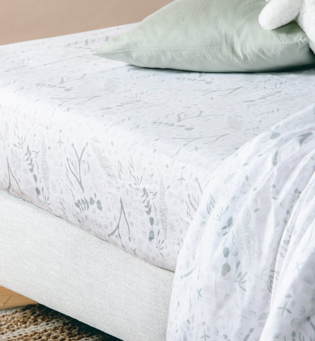 Lenzuolo con angoli in cotone organico fantasia Yukari douceur per letto singolo 90x190 90x200cm