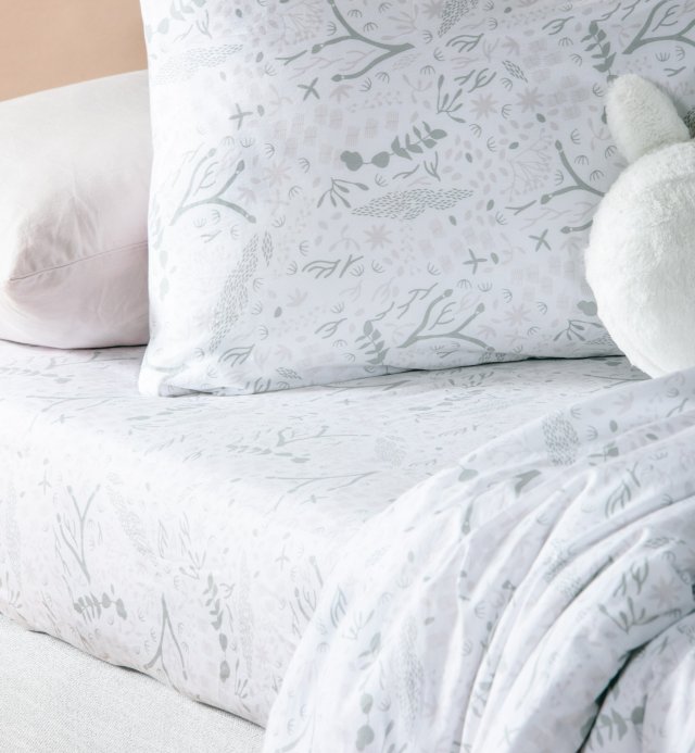 Lençol plano 180x290cm para criança com motivos japoneses - Algodão orgânico Yukari douceur