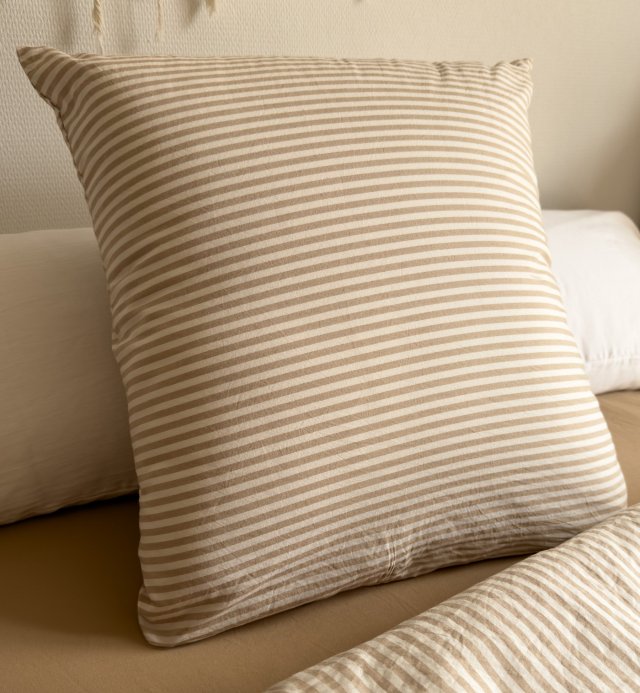 Taie d'oreiller Percale de Coton Bio rayé taille 60x60cm 50x70cm 40x60cm