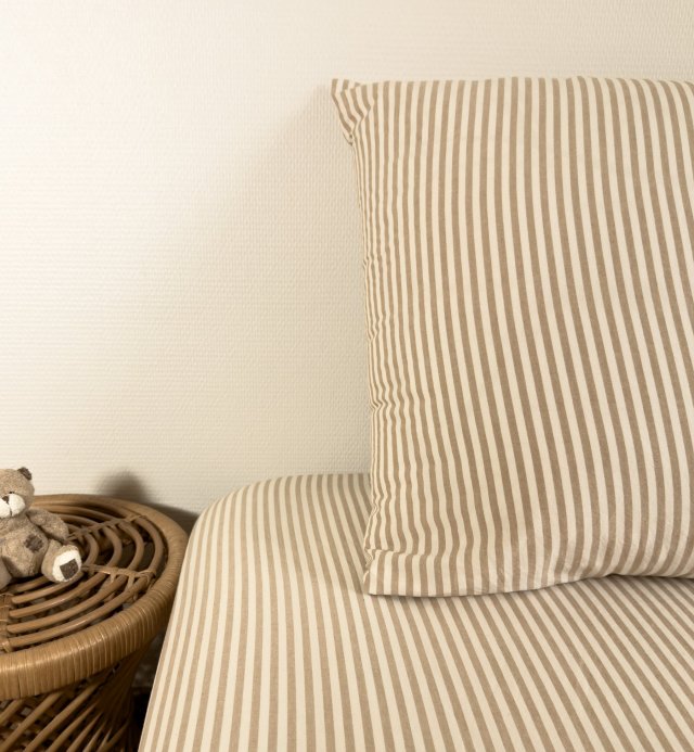 Lenzuolo a righe in percalle di cotone organico per letto singolo 90x190cm o 90x200cm