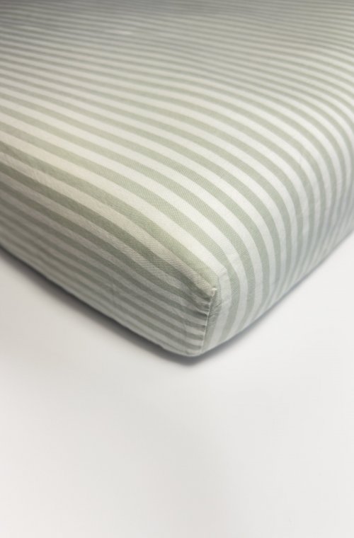 Sábana bajera de algodón orgánico Percal a rayas para cama individual 90x190cm o 90x200cm