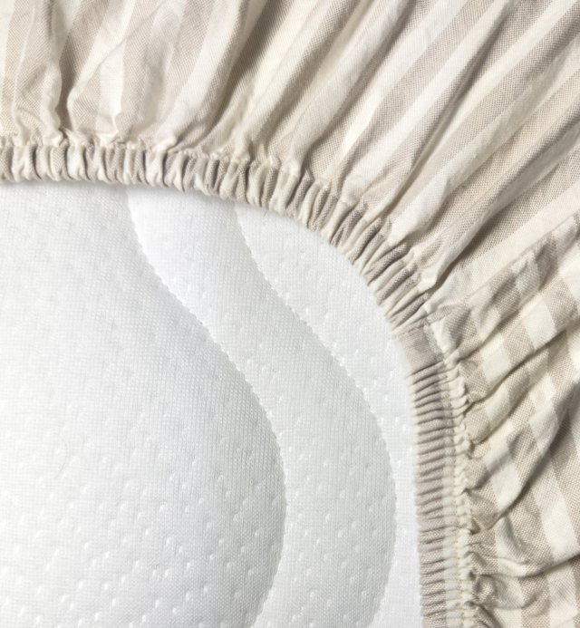 Lençol de percal de algodão orgânico às riscas para cama de solteiro 90x190cm ou 90x200cm
