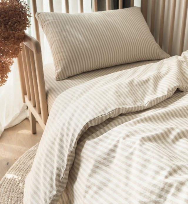 Baby dekbedovertrek Organic Cotton Percale gestreept 75x120cm of 100x140cm