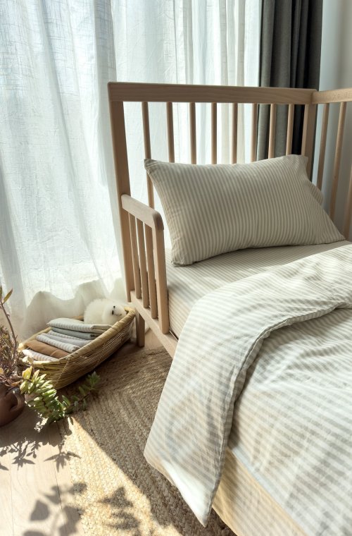 Dekbedovertrek Biologisch Perkaal Katoen Baby Gestreept