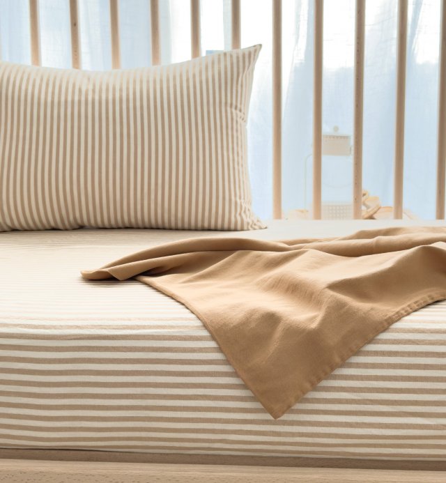 Taie d'oreiller Percale de Coton Bio rayé taille 60x60cm 50x70cm 40x60cm