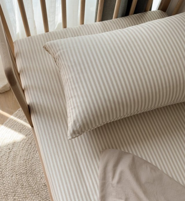 Taie d'oreiller Percale de Coton Bio rayé taille 60x60cm 50x70cm 40x60cm