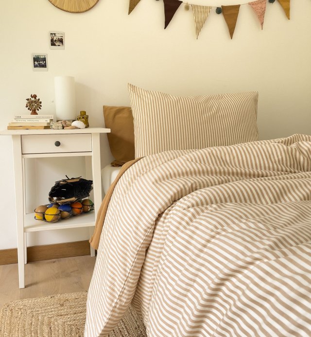 Dekbedovertrek 1-persoons Organic Cotton Percale Stripe 140X200cm