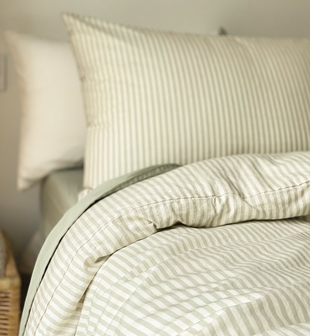 Funda de almohada de algodón orgánico percal a rayas tamaño 60x60cm 50x70cm 40x60cm