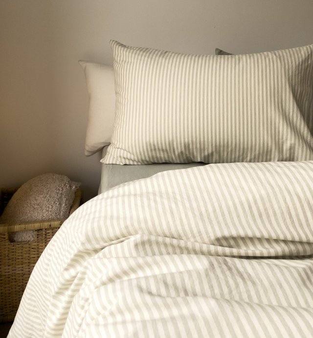 Taie d'oreiller Percale de Coton Bio rayé taille 60x60cm 50x70cm 40x60cm