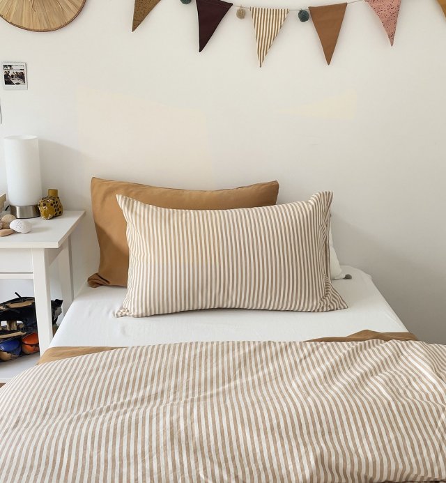 Federa a righe in percalle di cotone organico dimensioni 60x60cm 50x70cm 40x60cm