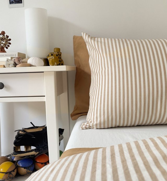 Federa a righe in percalle di cotone organico dimensioni 60x60cm 50x70cm 40x60cm