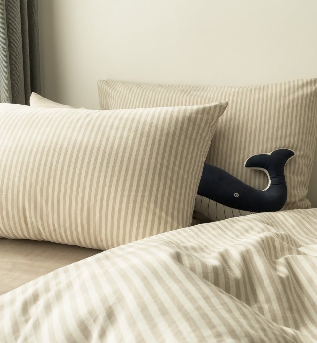 Funda de almohada de algodón orgánico percal a rayas tamaño 60x60cm 50x70cm 40x60cm