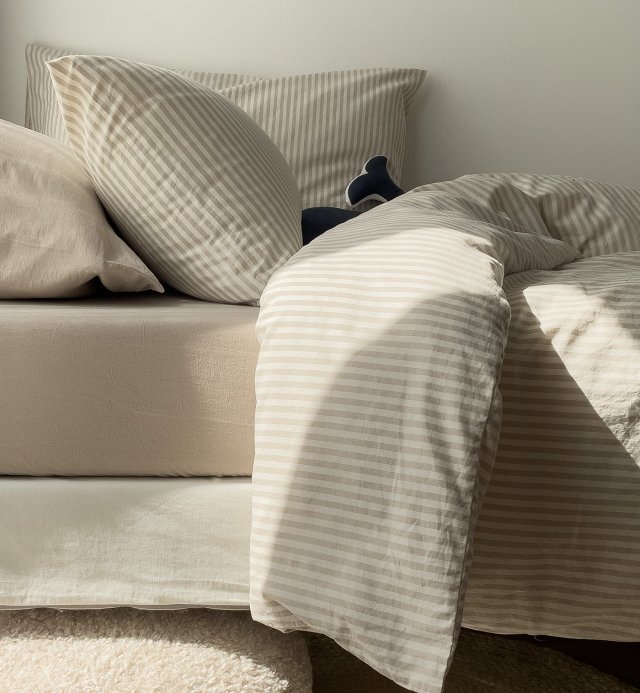 Federa a righe in percalle di cotone organico dimensioni 60x60cm 50x70cm 40x60cm