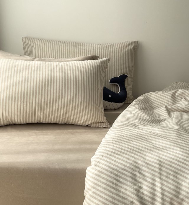 Funda de almohada de algodón orgánico percal a rayas tamaño 60x60cm 50x70cm 40x60cm