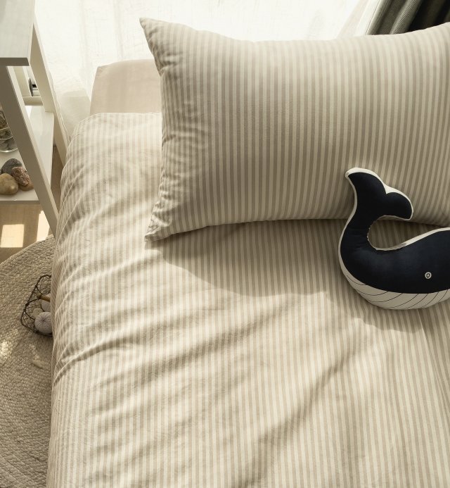 Funda de almohada de algodón orgánico percal a rayas tamaño 60x60cm 50x70cm 40x60cm