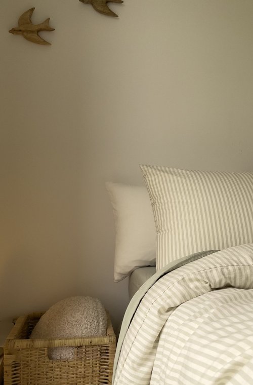 Collection linge de lit enfant Percale de Coton bio motif rayures