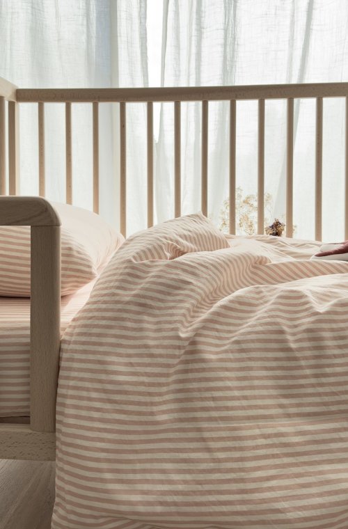 Collection linge de lit Percale de Coton bio motif rayé pour bébé