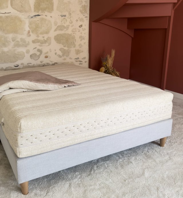 Colchão para adultos %dimensões chanvrevario em fibra de coco, cânhamo e látex natural com uma escolha de níveis de conforto