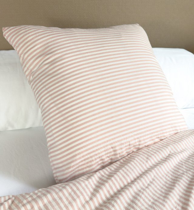 Taie d'oreiller Percale de Coton Bio rayé taille 60x60cm 50x70cm 40x60cm