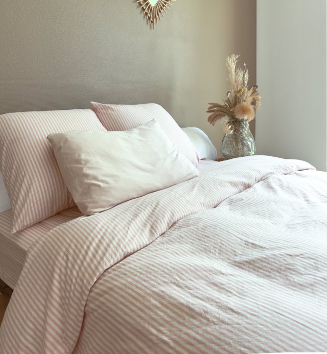 Funda de almohada de algodón orgánico percal a rayas tamaño 60x60cm 50x70cm 40x60cm