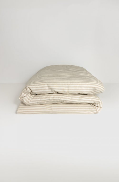Housse de couette 1 personne Percale de Coton Bio rayé 140X200cm