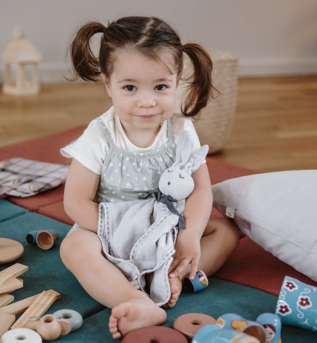 Peluches para bebé - Algodão orgânico - Pano Multiuso - Robin, o coelho - 4 cores