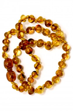 Collier d'ambre sécurisé pour bébé avec perles rondes miel