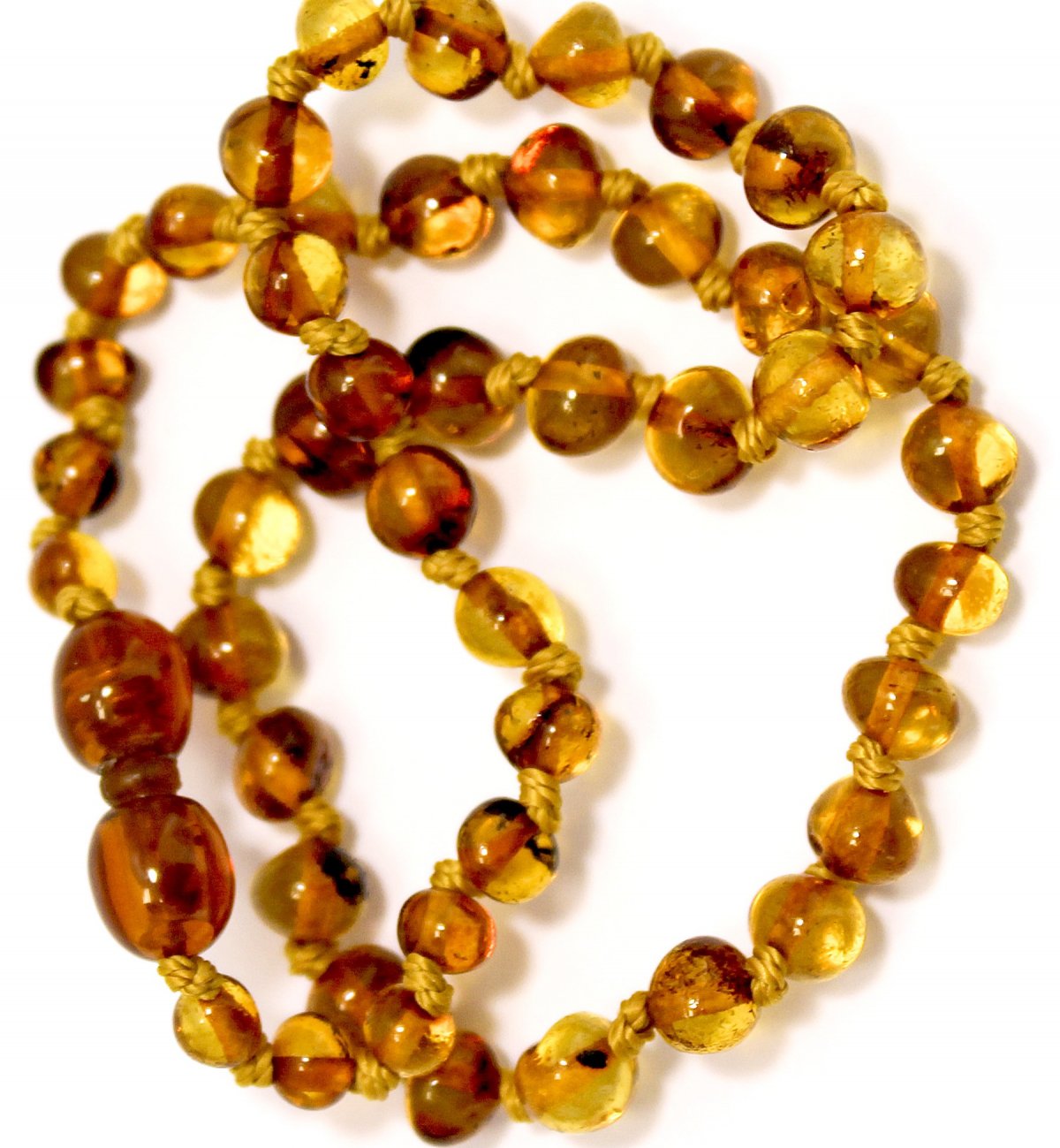 Baby safe amber necklace with round honey beads Kadolis
