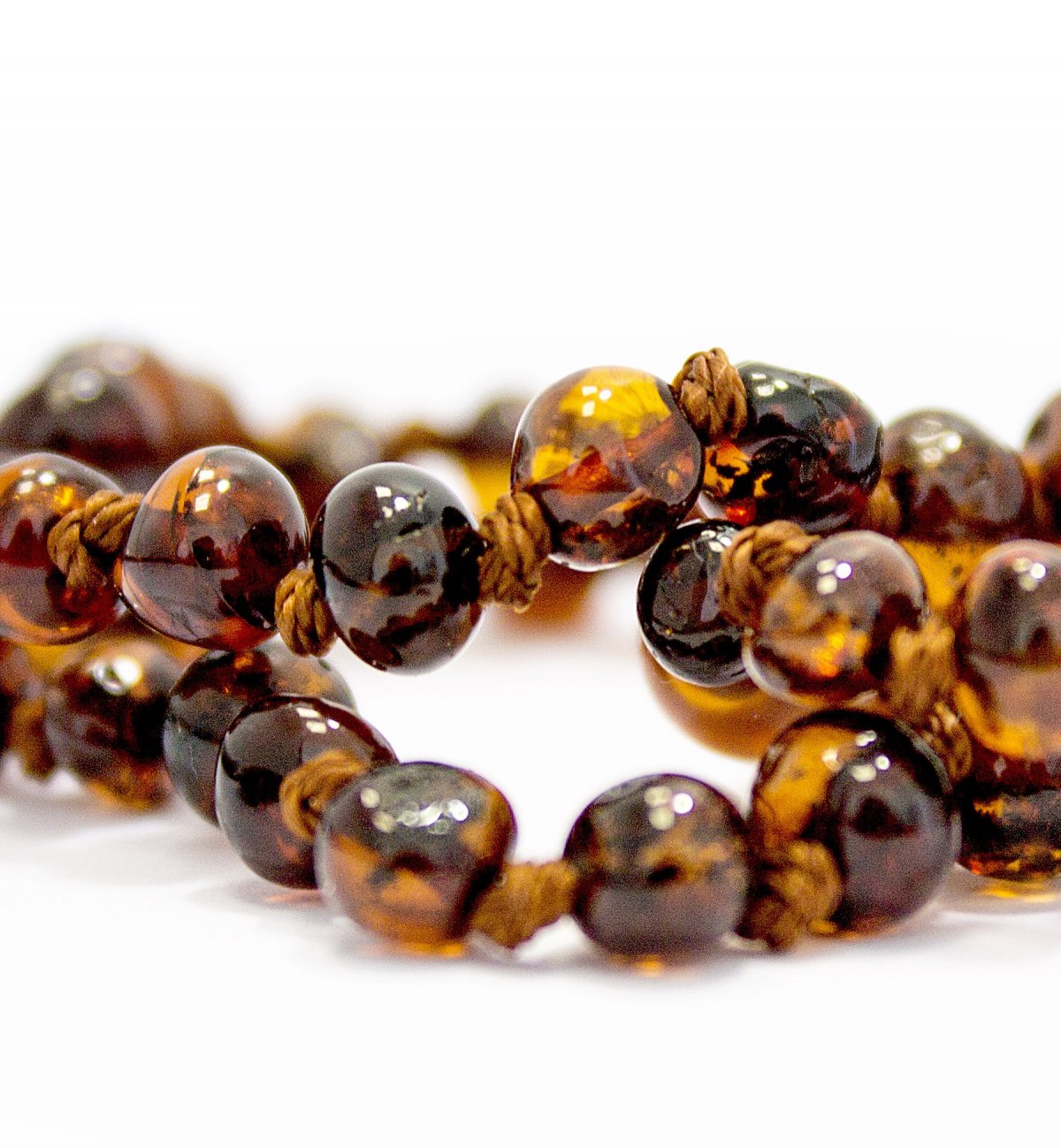Unpolished amber baby necklace with small round beads and Safety Clasp