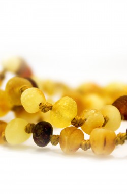 Collier d’ambre sécurisé pour bébé perles rondes multicolore