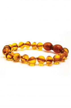 Safety amber bracelet for baby with round honey beads Kadolis