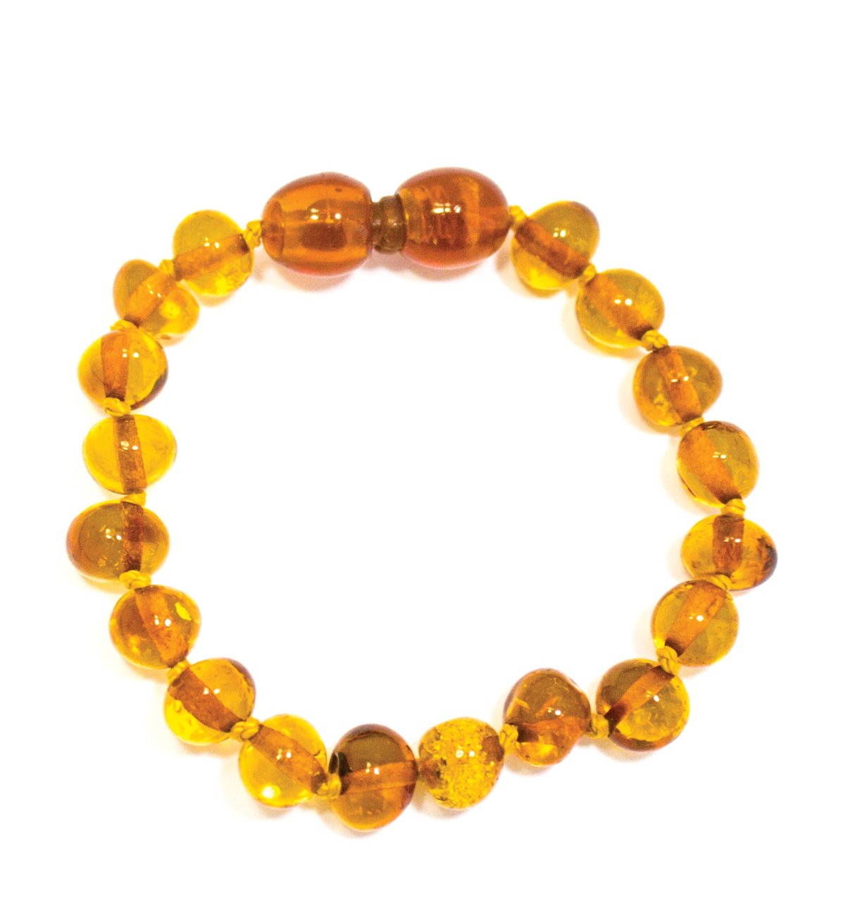 Safety amber bracelet for baby with round honey beads Kadolis