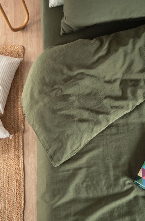 Roupa de cama de cetim de algodão orgânico lavado 90x190cm ou 90x200cm