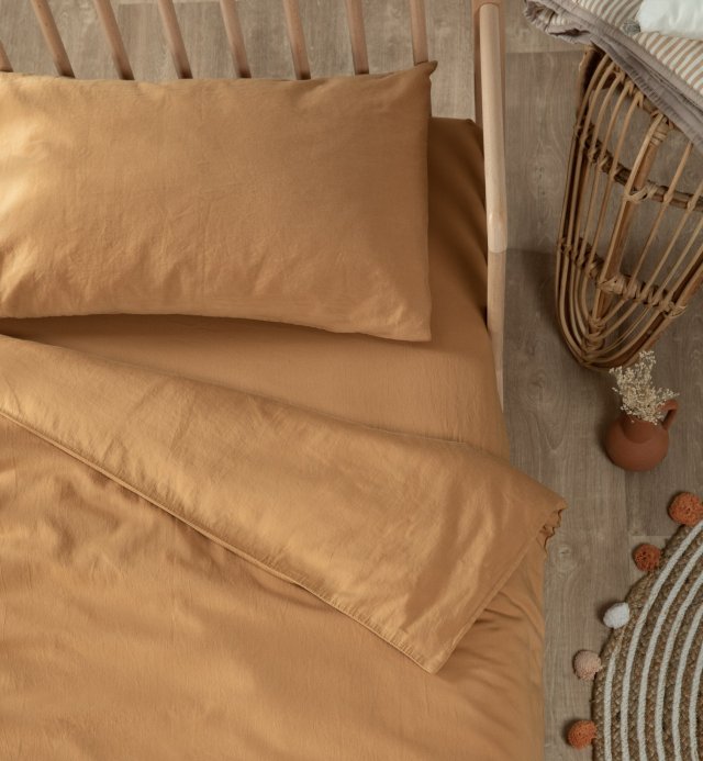 Housse de Couette lit bébé - satin Coton Bio - 100x140cm - 75x120cm - 4 coloris