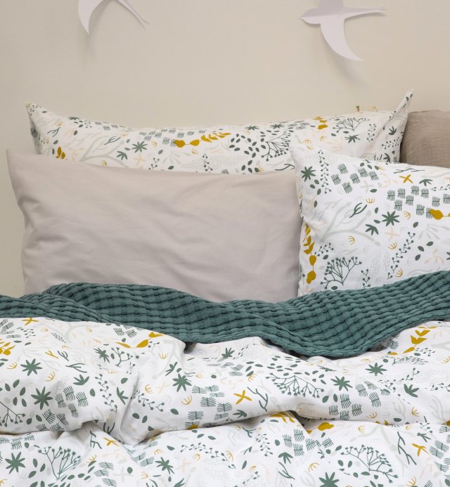 Taie d'oreiller en Coton Bio à motif Yukari douceur 60x60 - 50x70 - 40x60