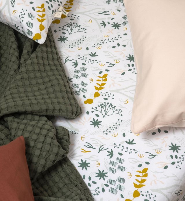 Lençol de algodão orgânico estampado Yukari douceur para cama individual 90x190 90x200cm