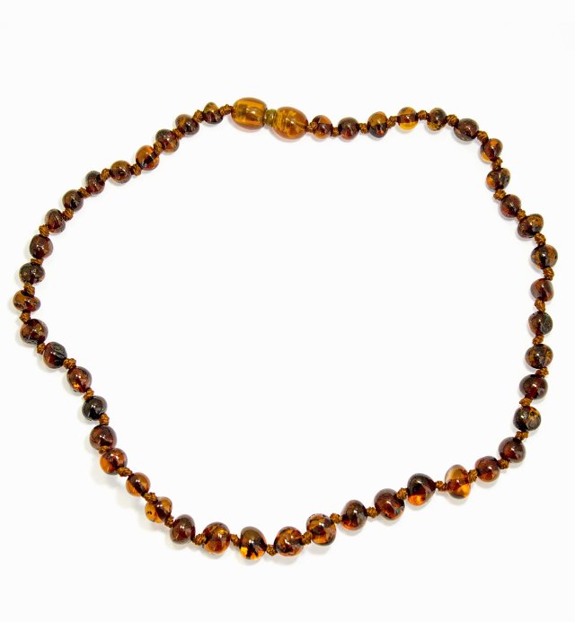 Collier bébé - ambre véritable - fermoir sécurisé - perles brunes rondes