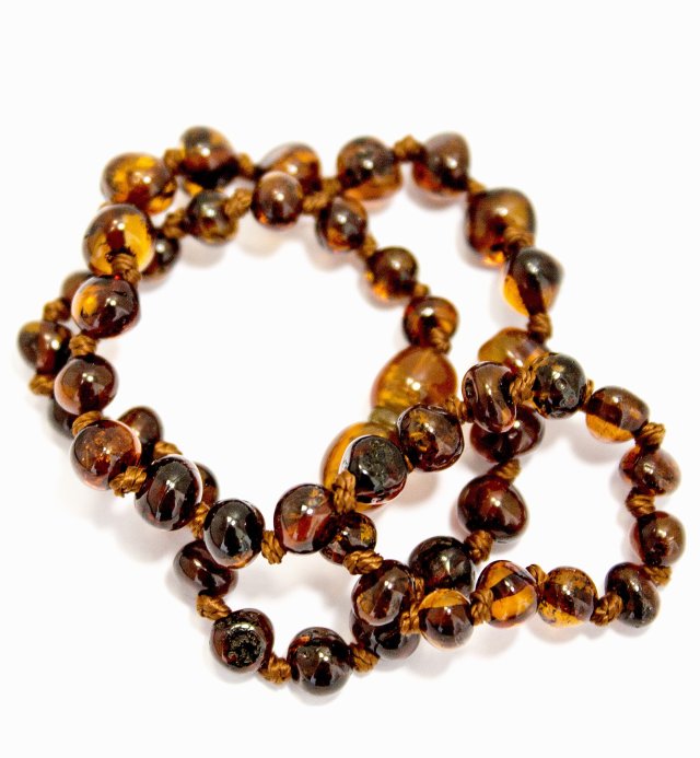 Collier bébé - ambre véritable - fermoir sécurisé - perles brunes rondes