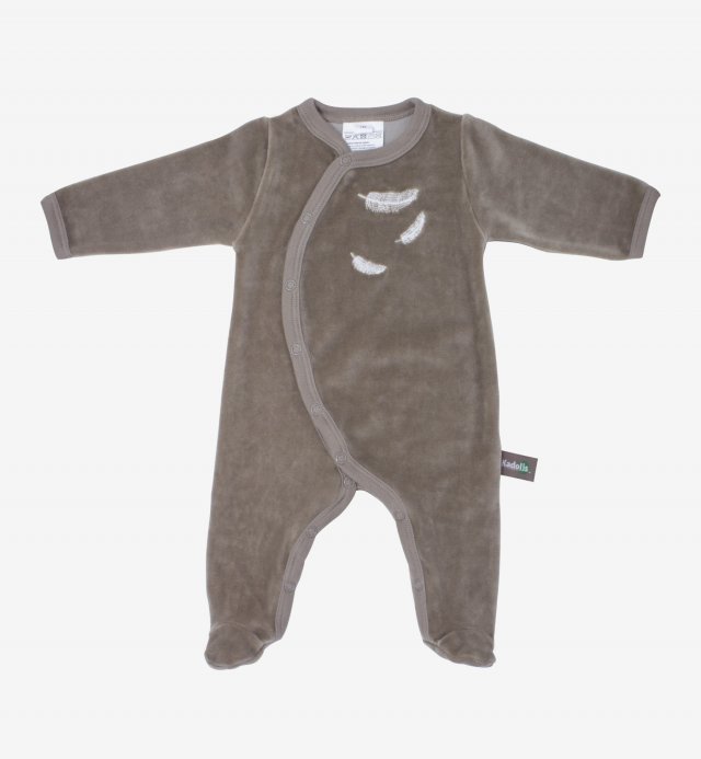 Baby-Pyjama aus Bio-Baumwolle mit weißen Federmotiven Kadolis